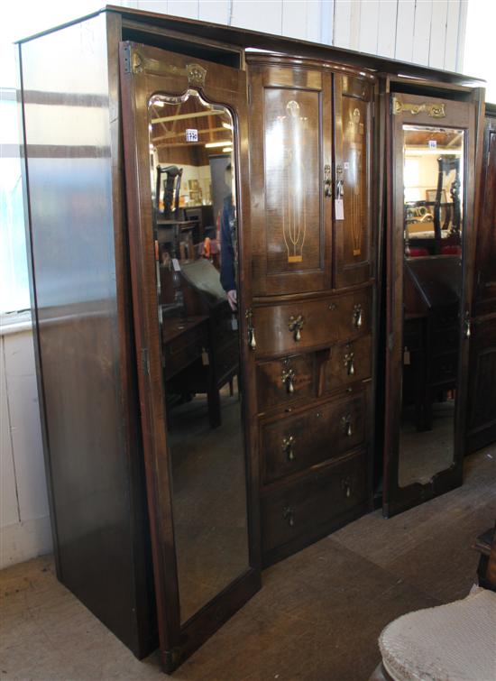 Victorian Art Nouveau inlaid mahogany wardrobe (modified)